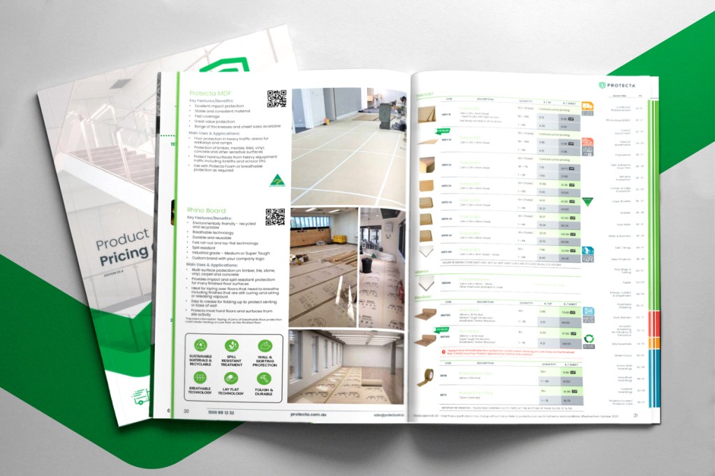 Protecta 2023 Catalogue - Cover and green spread.