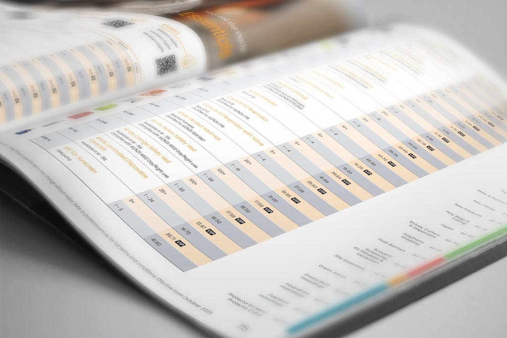 Protecta 2023 Catalogue - Cover and orange spread.